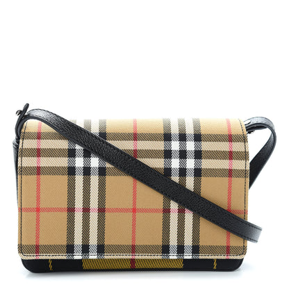 Burberry House Check Tartan Mix Hampshire Crossbody Antique Yellow Black 1 of 12