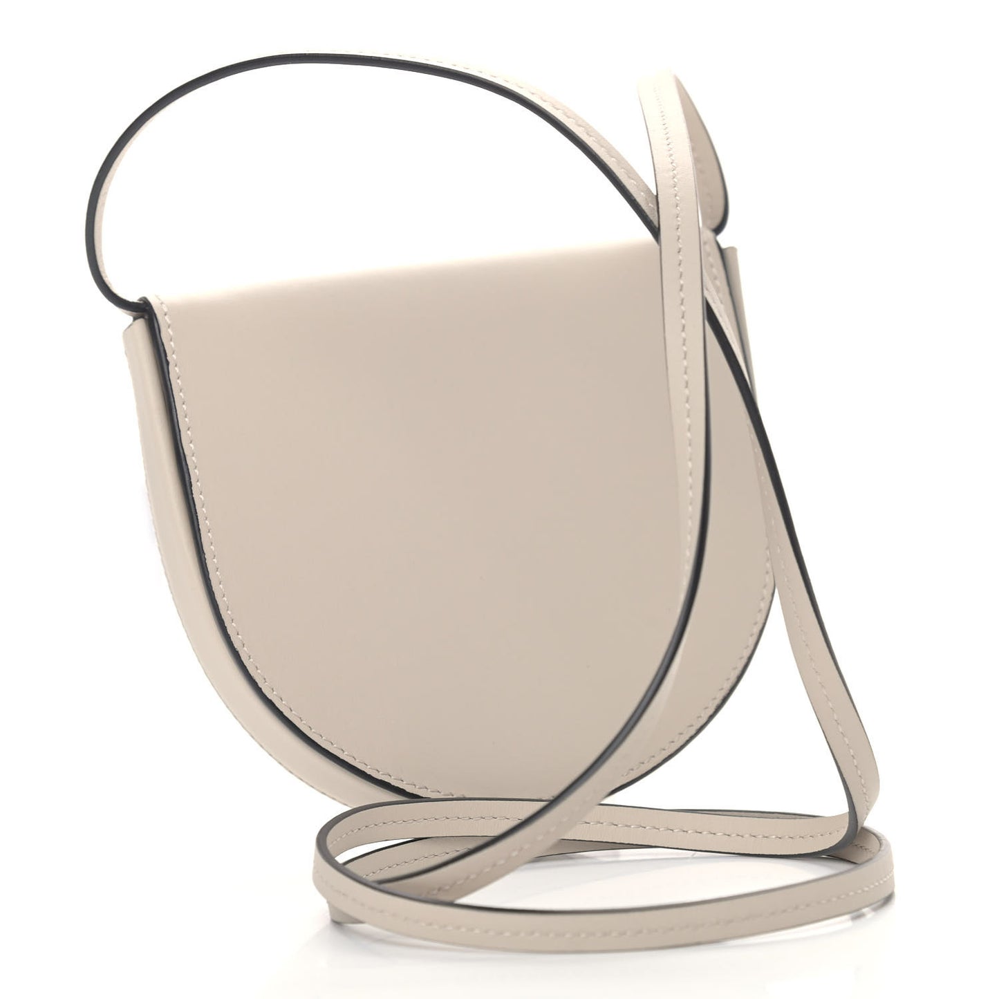 Buffed Calfskin Logo Embossed Small Heel Pouch Light Oat Tan