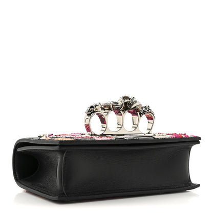 Alexander McQueen Calfskin Beaded Embroidered Solarised Orchid Mini Jeweled Knuckle Satchel Black Multicolor 4 of 11