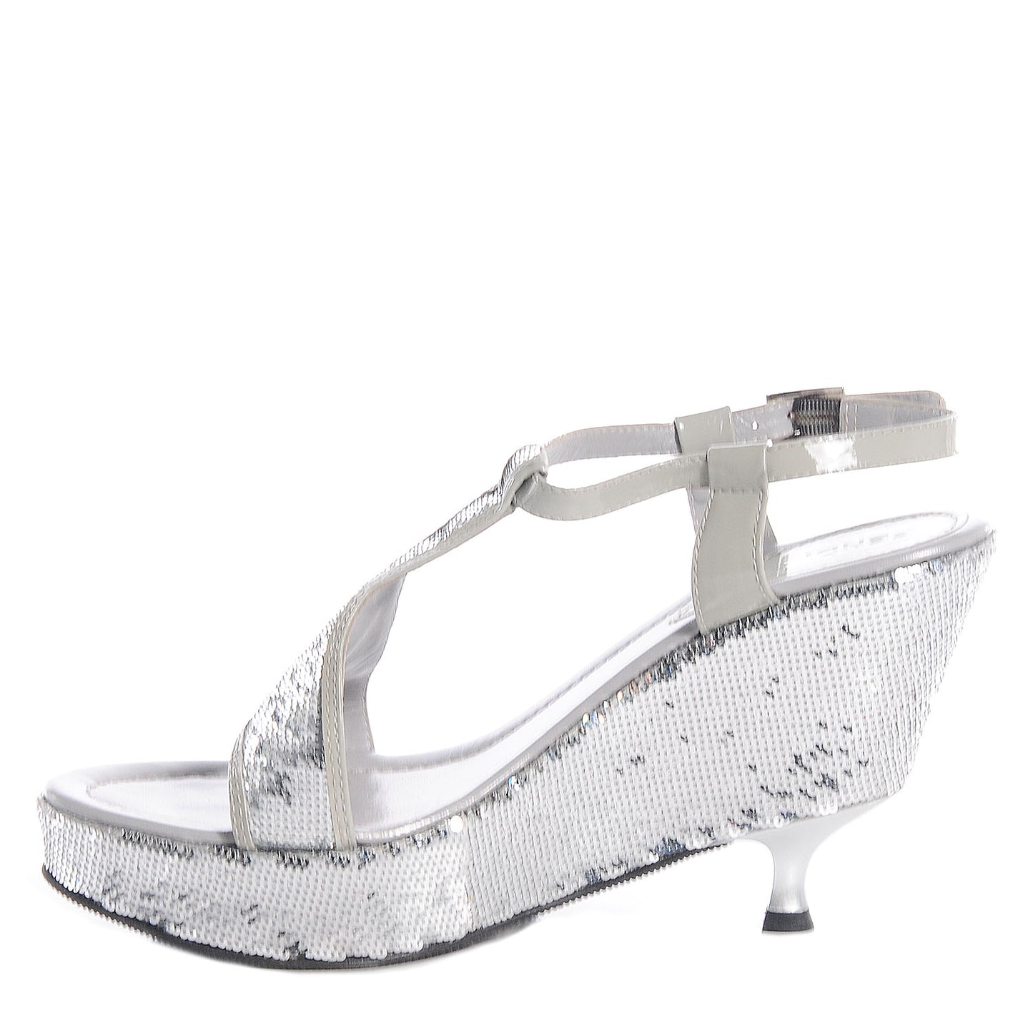 Sequin Wedge Platform Sandals Silver 40.5