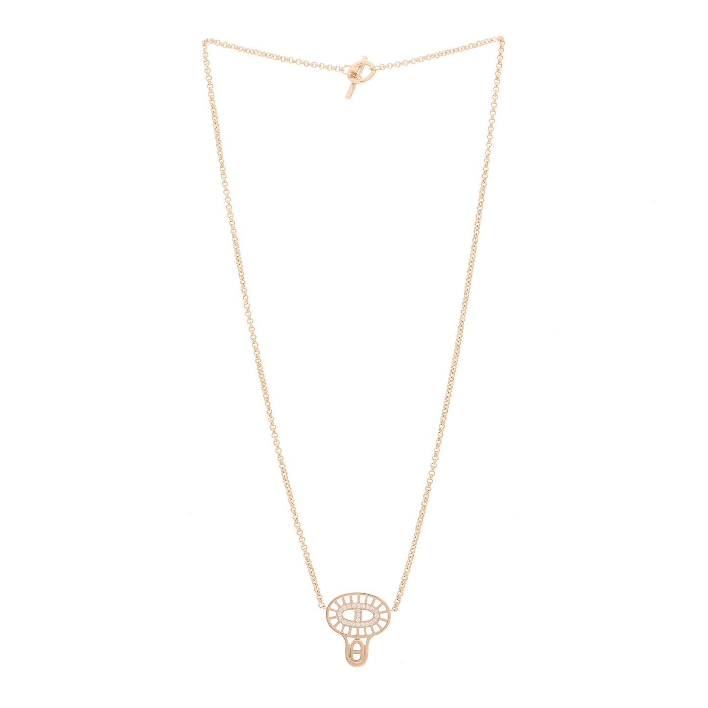 18K Rose Gold Diamond Chaine D'Ancre Divine Pendant Necklace ST