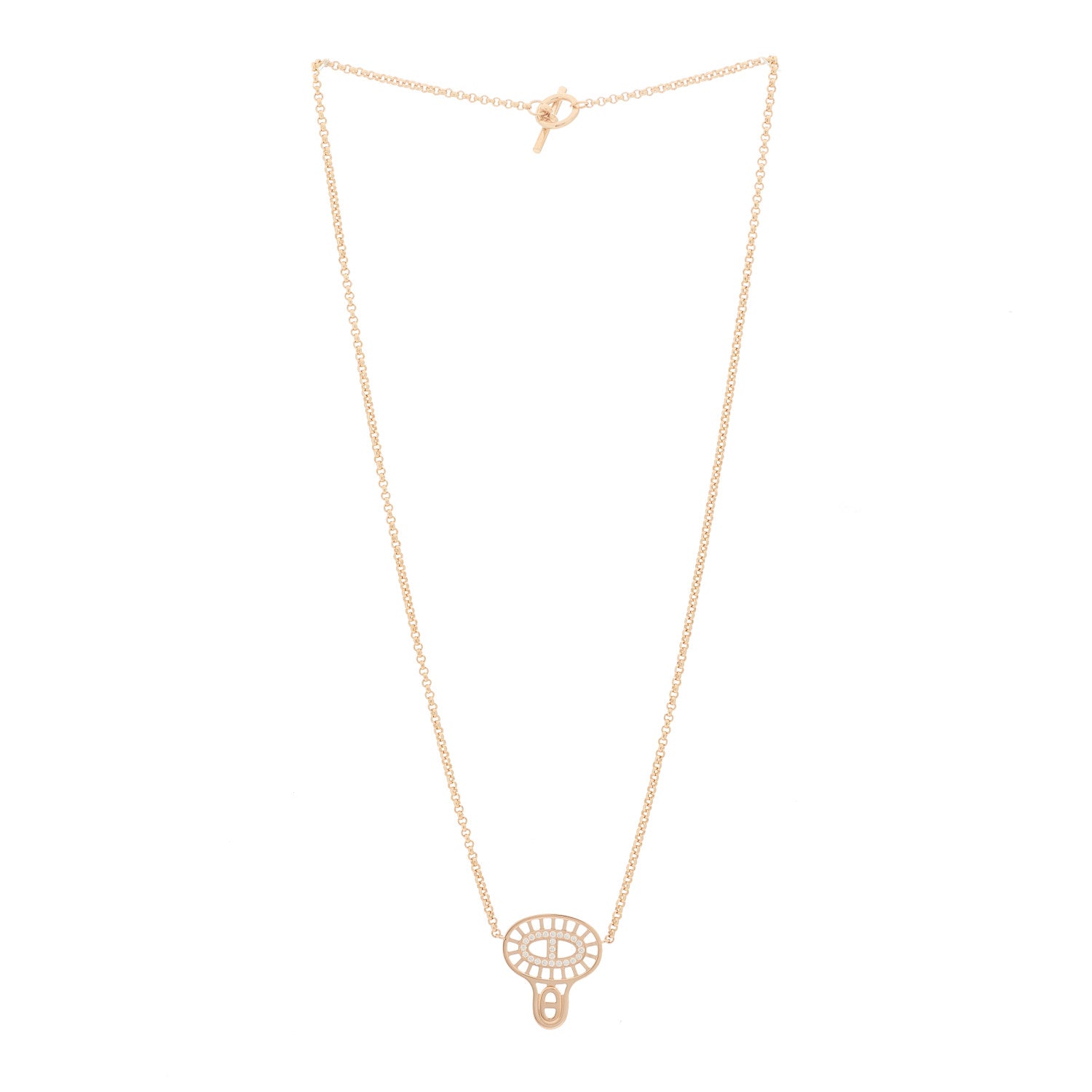 Hermes 18K Rose Gold Diamond Chaine D'Ancre Divine Pendant Necklace ST 3 of 6