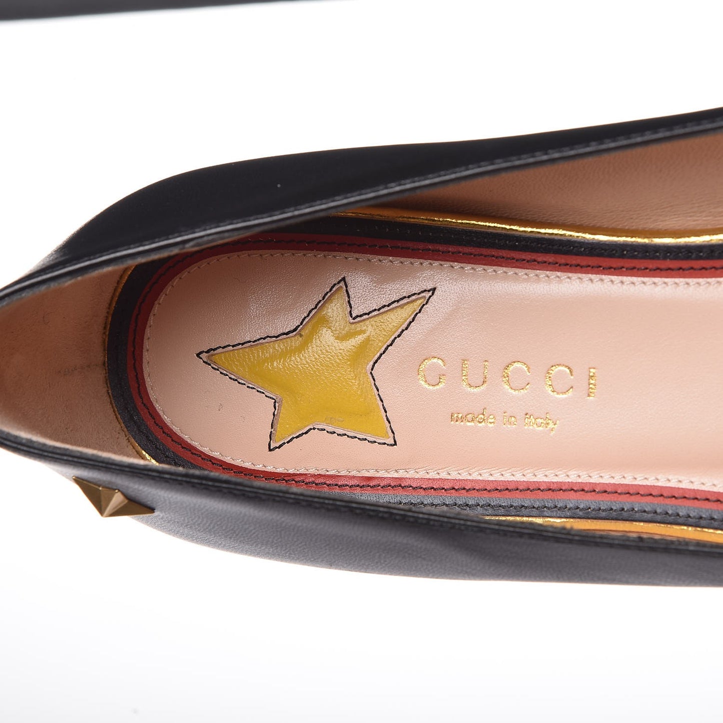 Calfskin Web Bow Ballerina Flats 38 Black