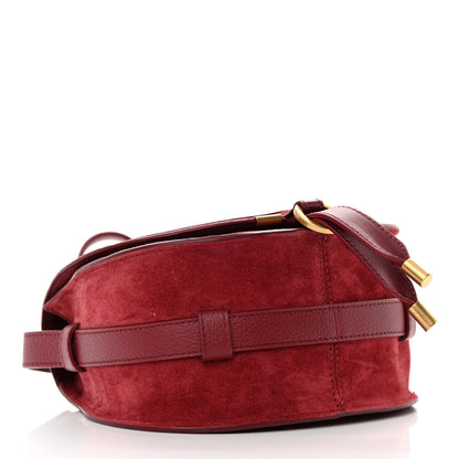 Chloe Suede Small Marcie Saddle Bag Dark Ruby 4 of 17