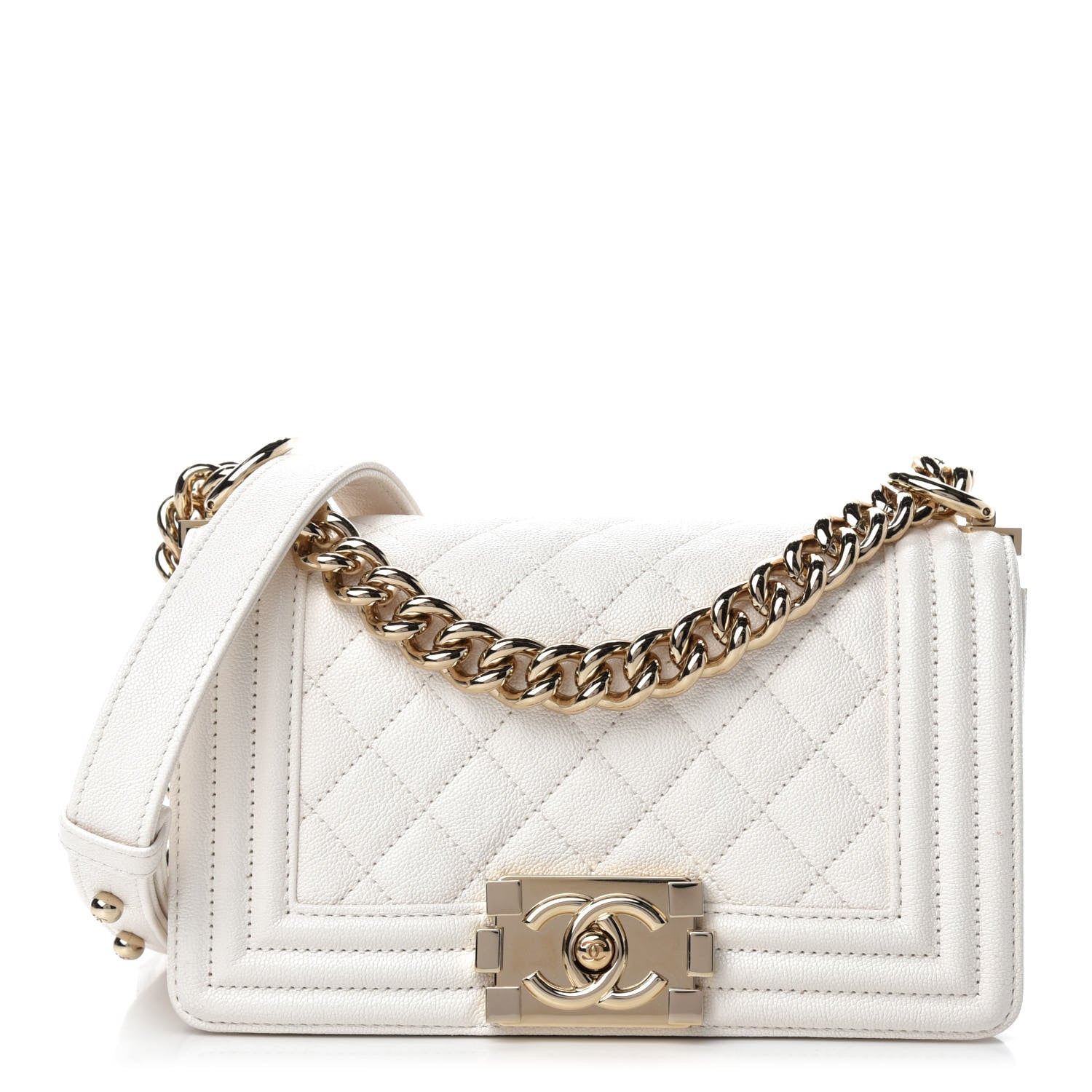 Chanel Caviar Quilted Small Boy Flap White 1 of 10