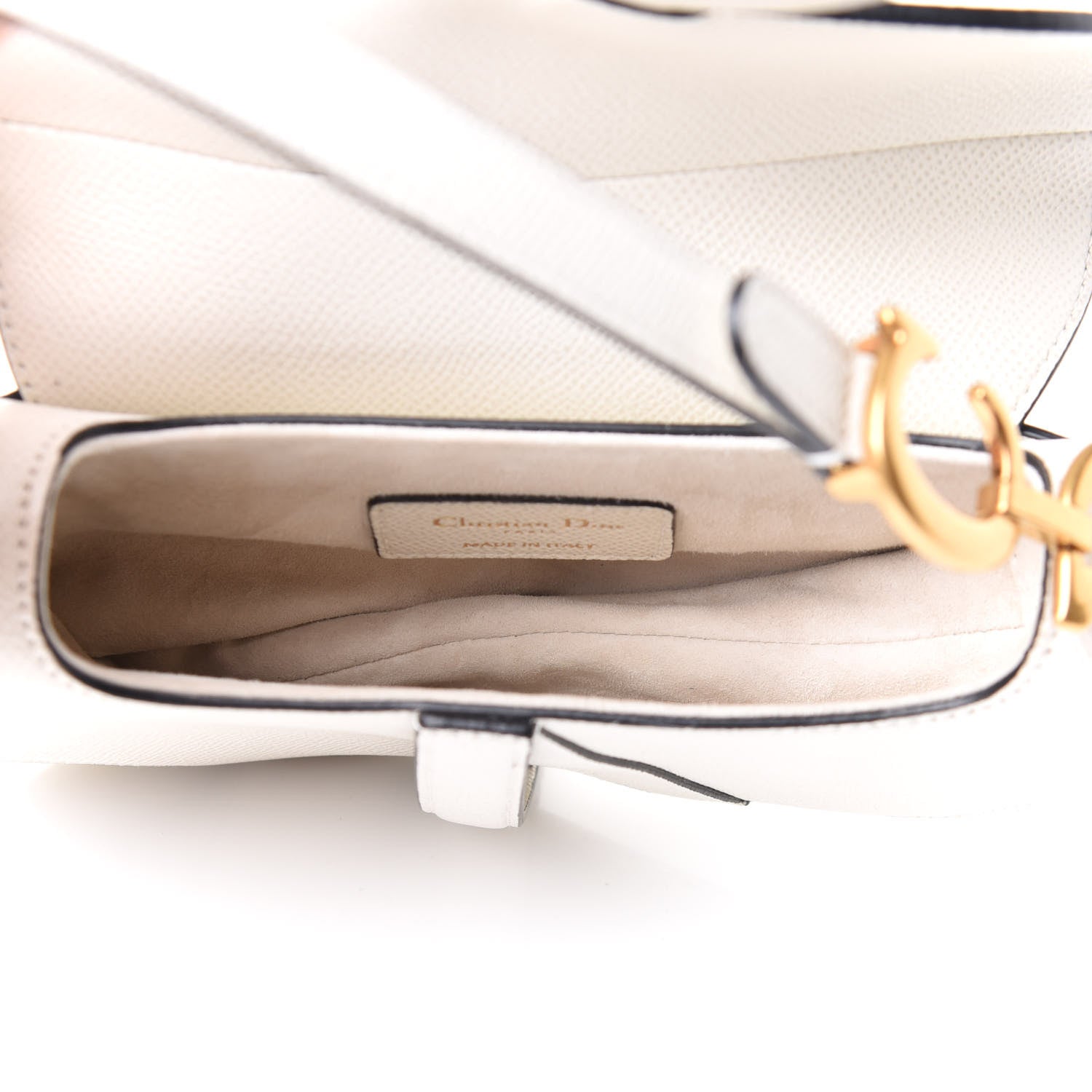 Christian Dior Grained Calfskin Mini Saddle Bag White 5 of 12