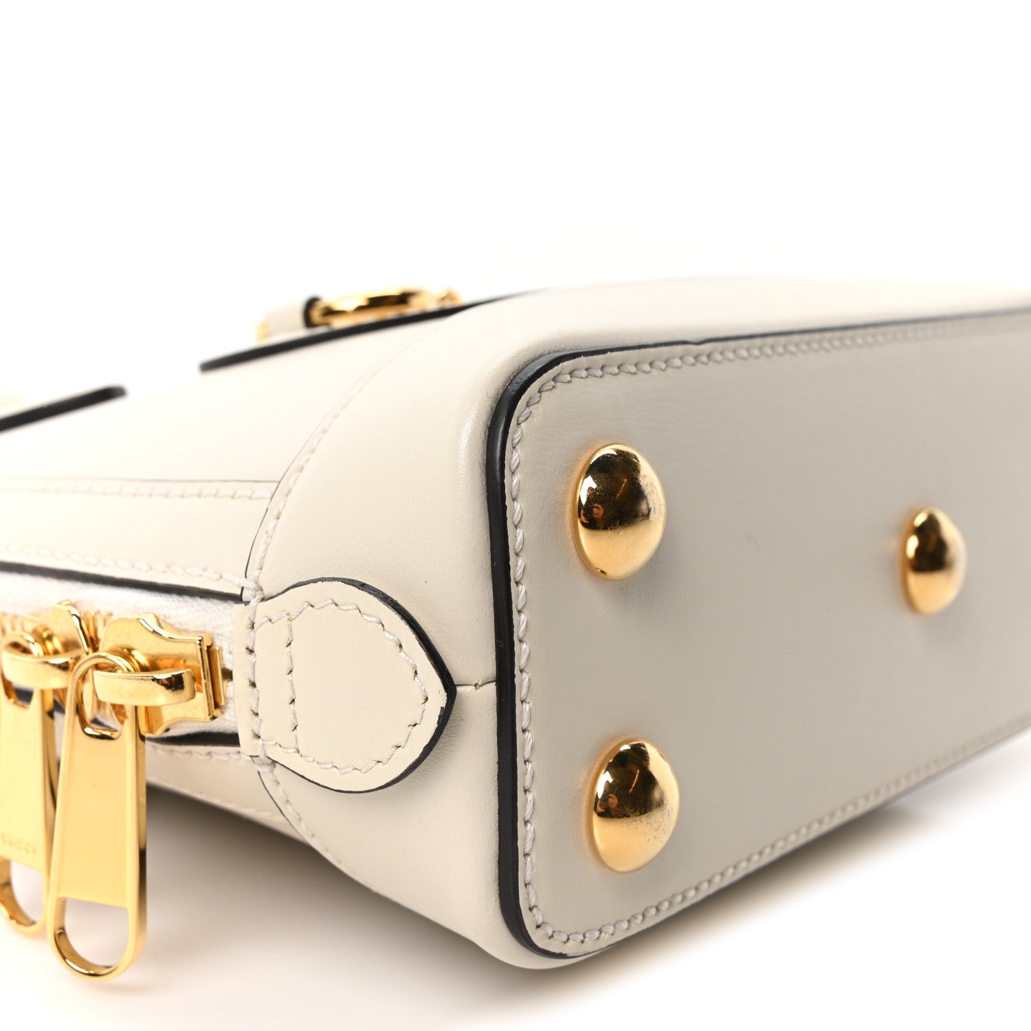 Gucci Boarded Plutone Calfskin Mini Horsebit 1955 Top Handle Bag Mystic White 9 of 10
