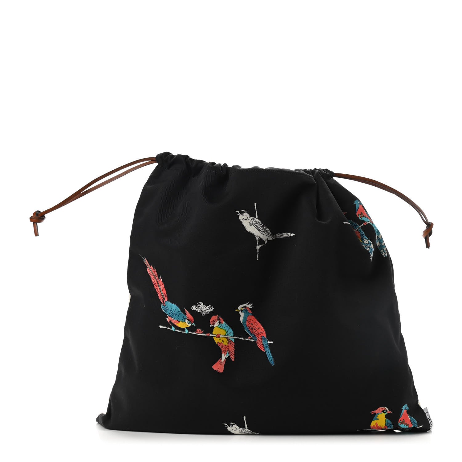 Loewe Canvas Parrot Paula's Ibiza Drawstring Pouch Black Ecru 1 of 7