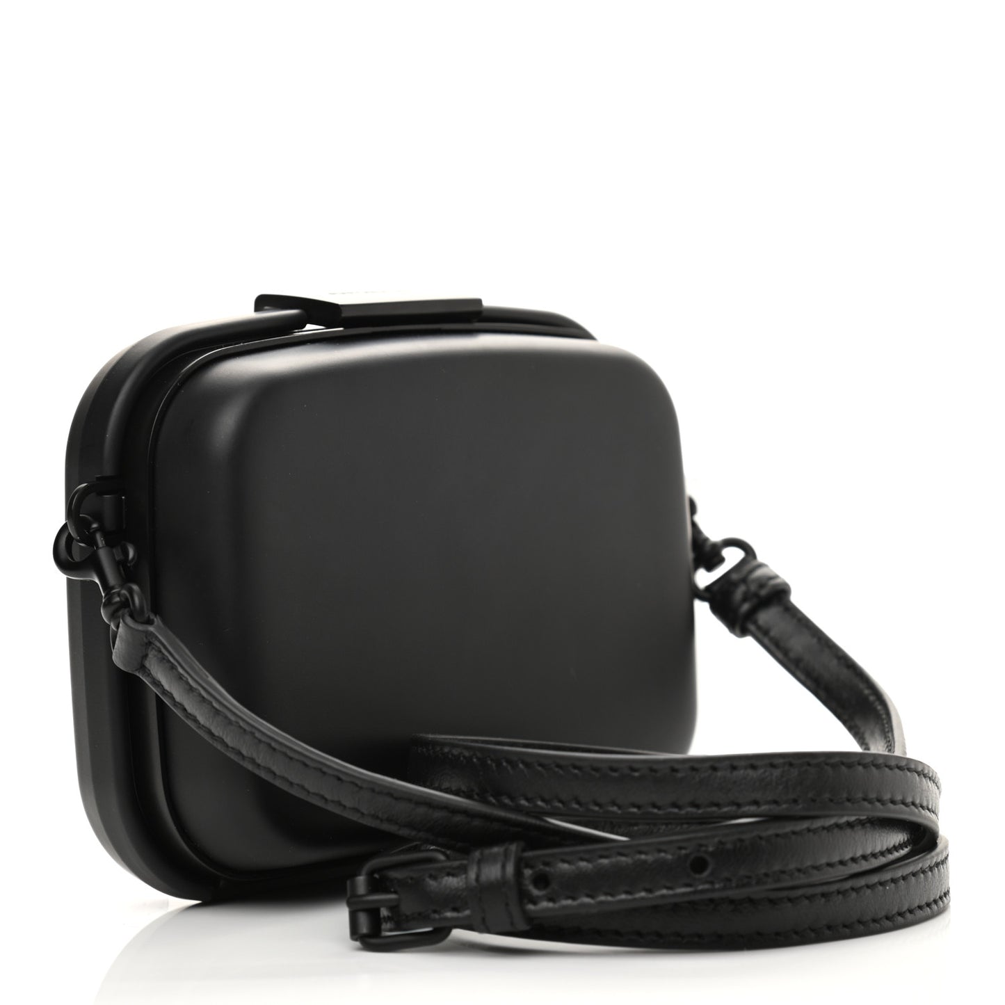 Recycled Plastic Calfskin Embossed Mini Lunch Box Case with Strap Black