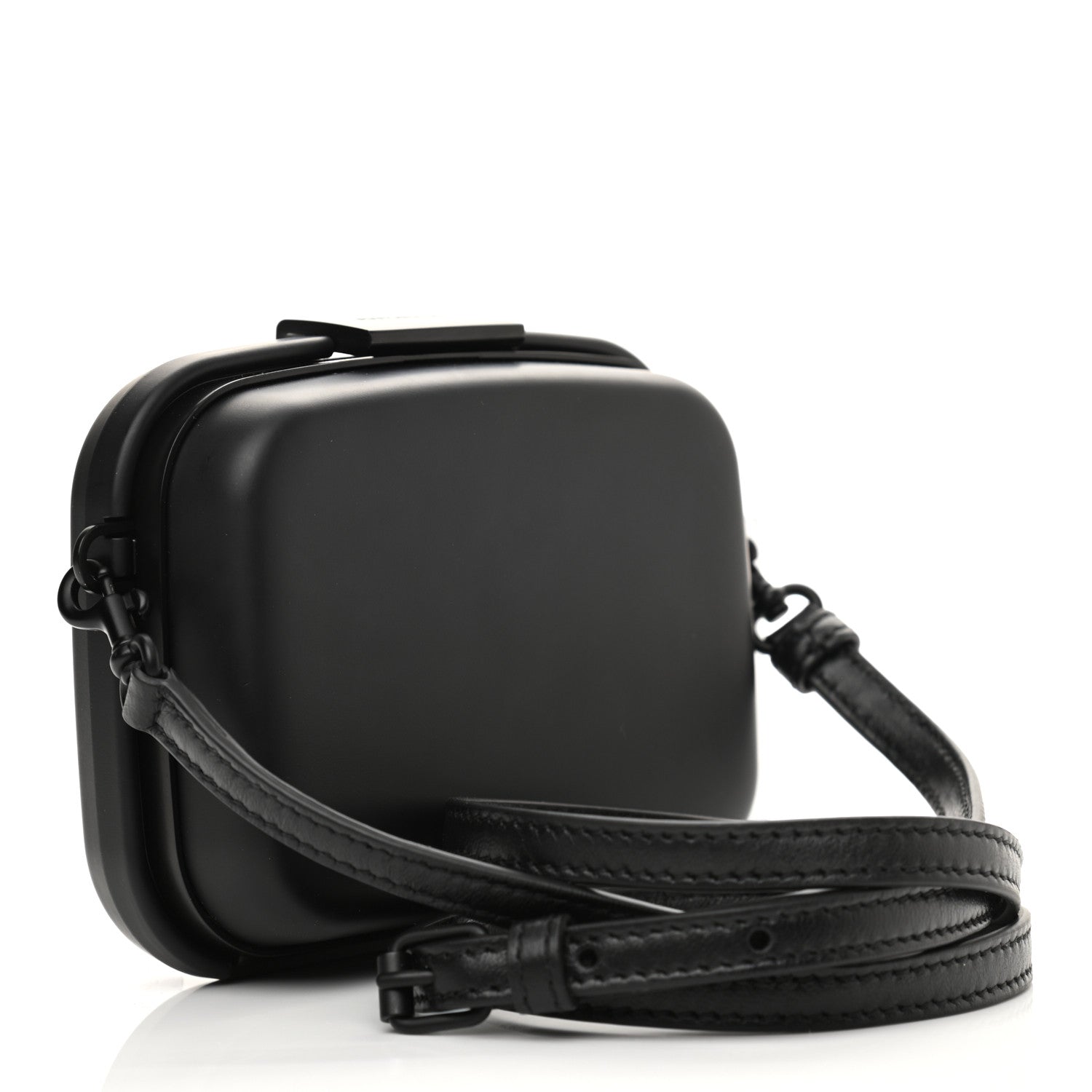 Balenciaga Recycled Plastic Calfskin Embossed Mini Lunch Box Case with Strap Black 3 of 10