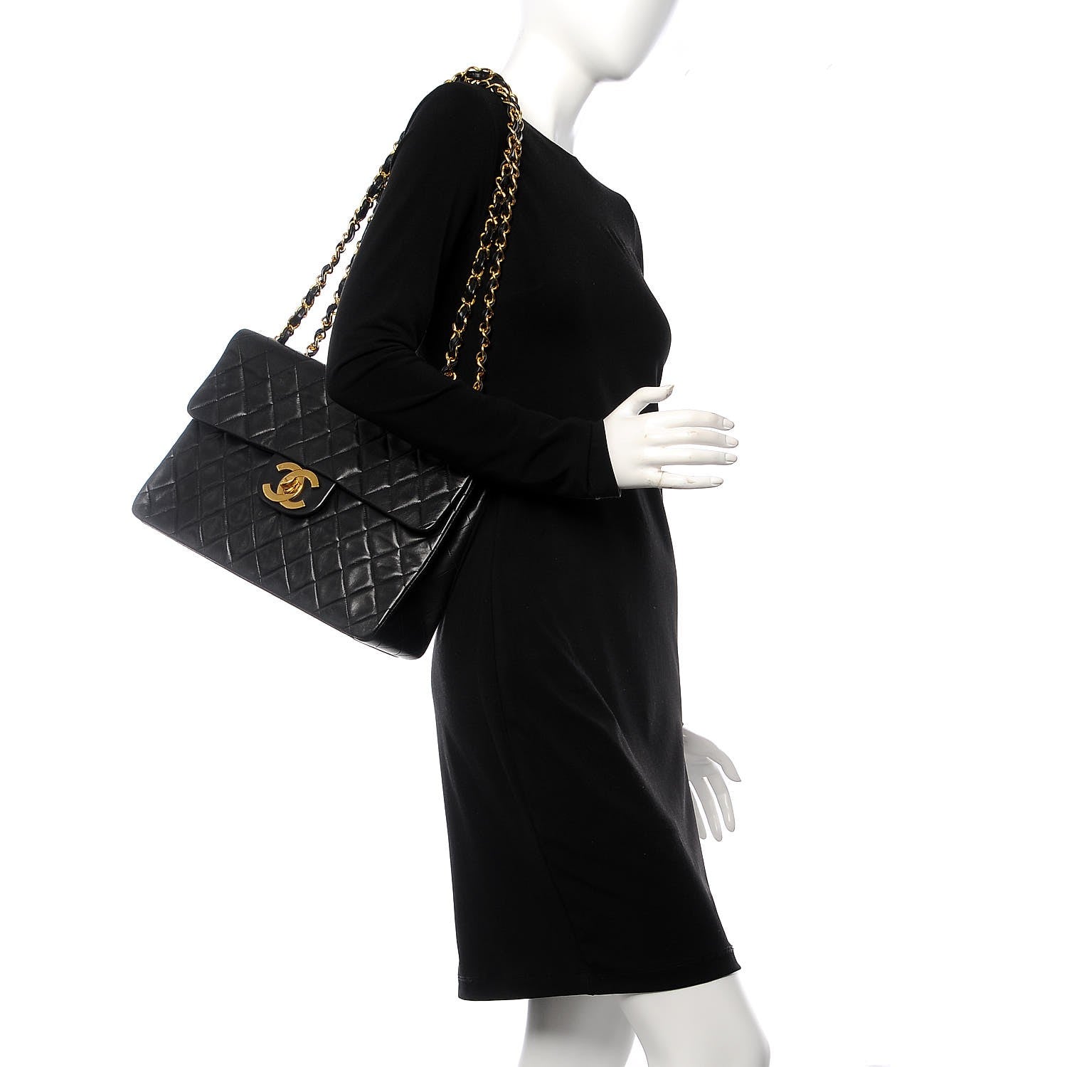 Chanel Lambskin Quilted XL Jumbo Single Flap Black 14 of 23