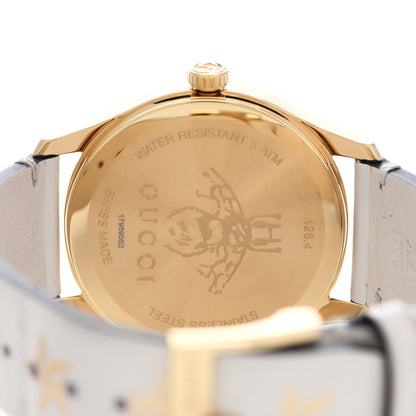 Gucci Stainless Steel Calfskin 38mm G-Timeless Bee Star Quartz Watch White 4 of 5