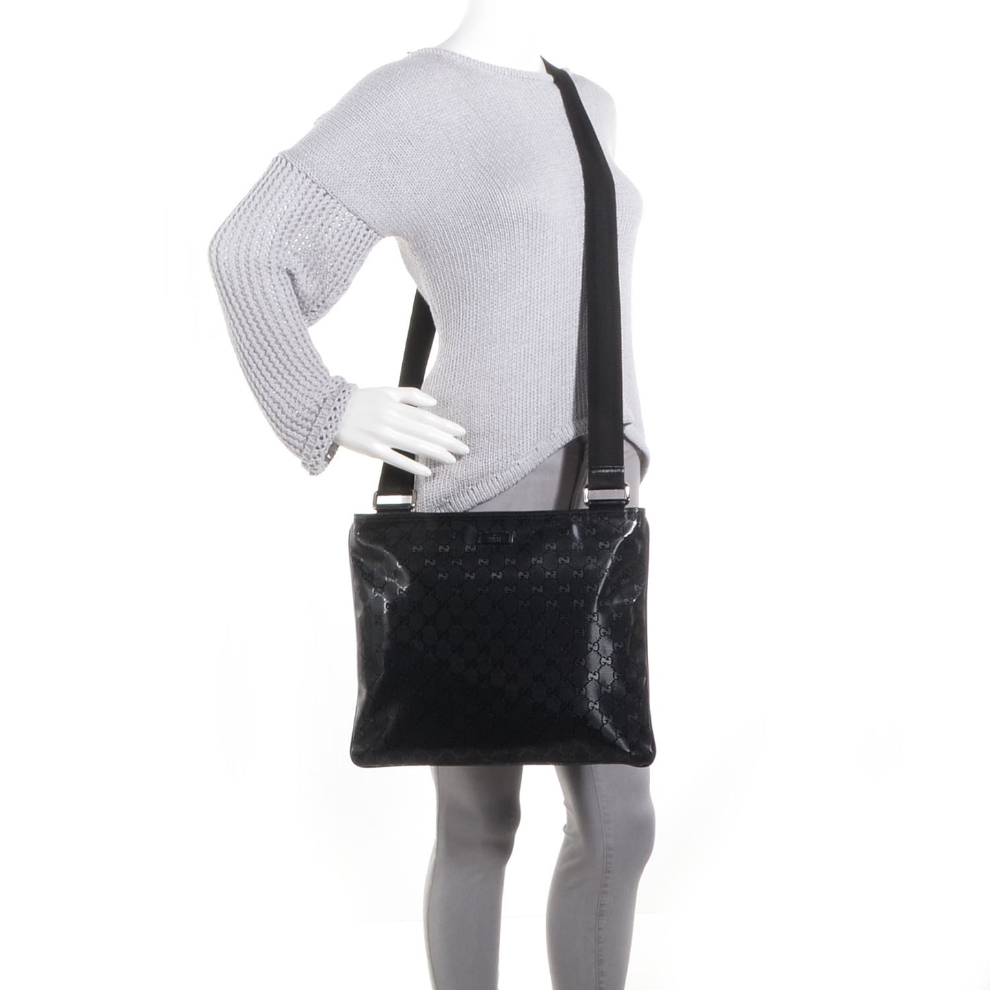 Imprime Monogram Medium Flat Messenger Bag Black