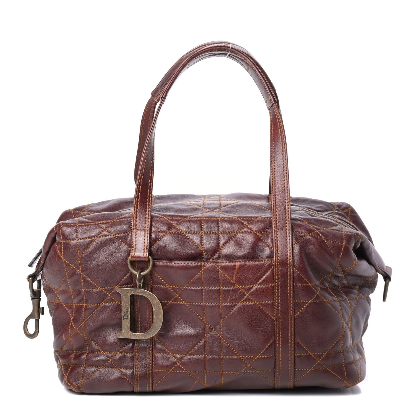 Lambskin Cannage Satchel Brown