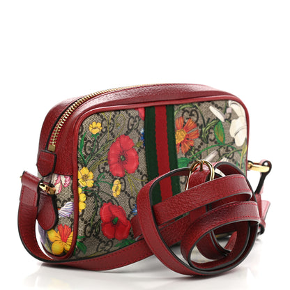 Gucci GG Supreme Monogram Flora Web Mini Ophidia Shoulder Bag Red 3 of 10