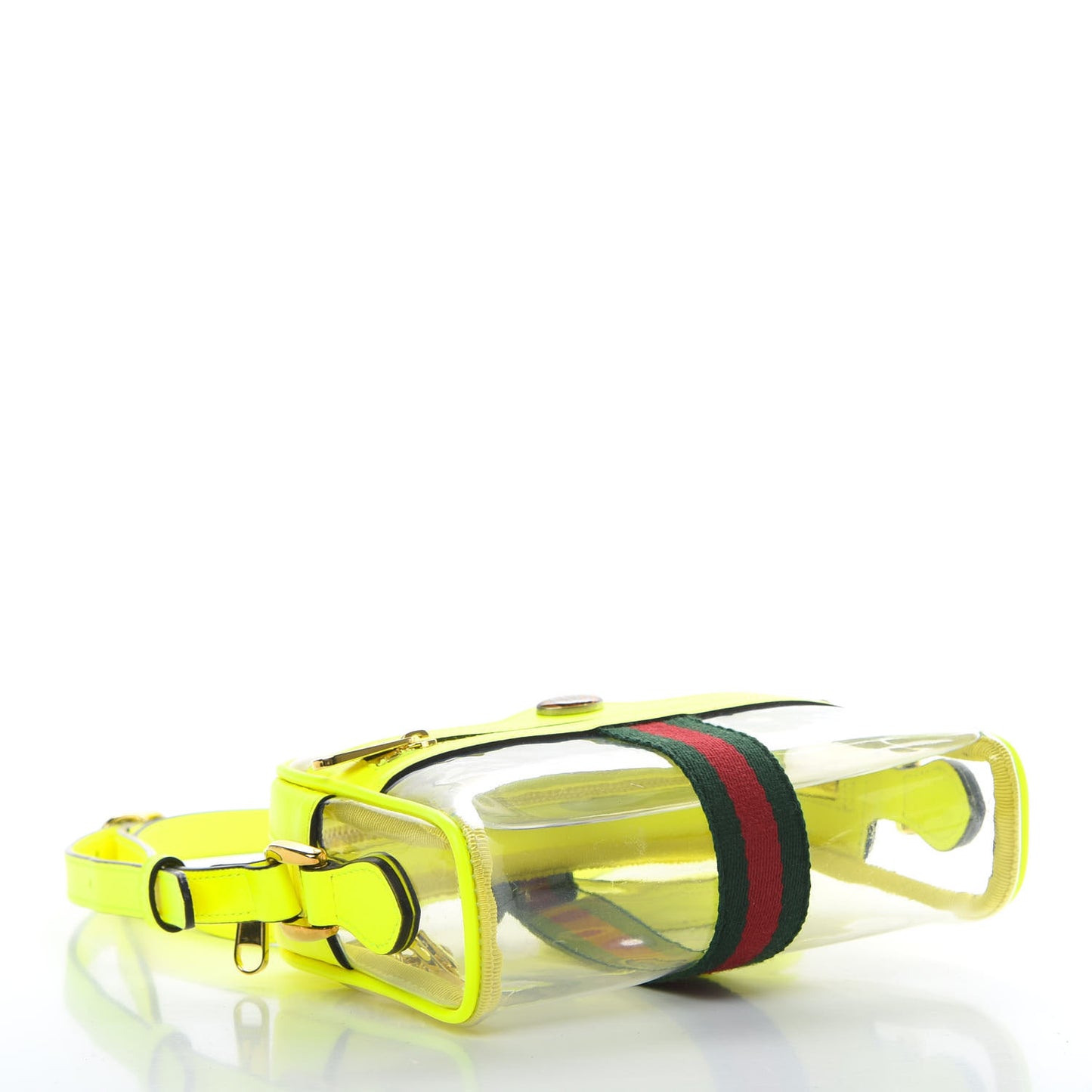 Vinyl Web Mini Ophidia Transparent Shoulder Bag Yellow Fluo