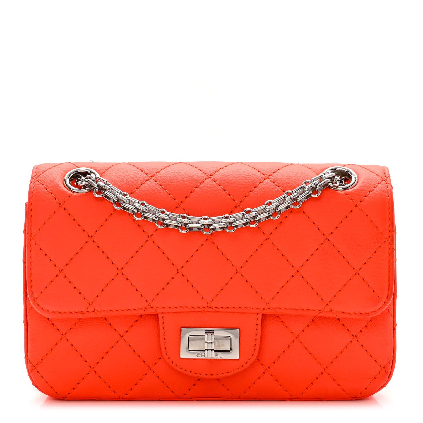 Goatskin Quilted 2.55 Reissue Mini Flap Orange