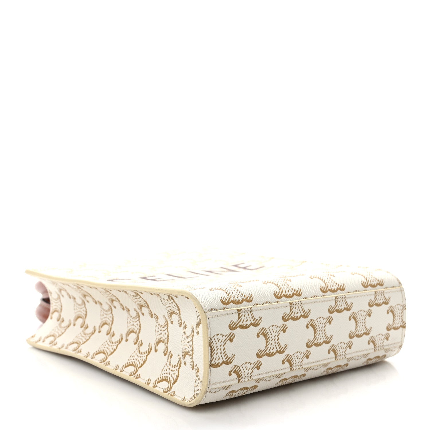 Celine Triomphe Canvas Calfskin Mini Vertical Cabas White 4 of 11