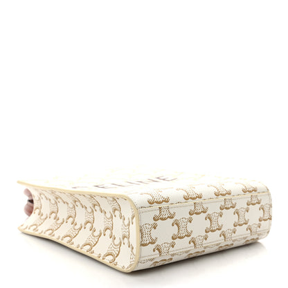 Celine Triomphe Canvas Calfskin Mini Vertical Cabas White 4 of 11