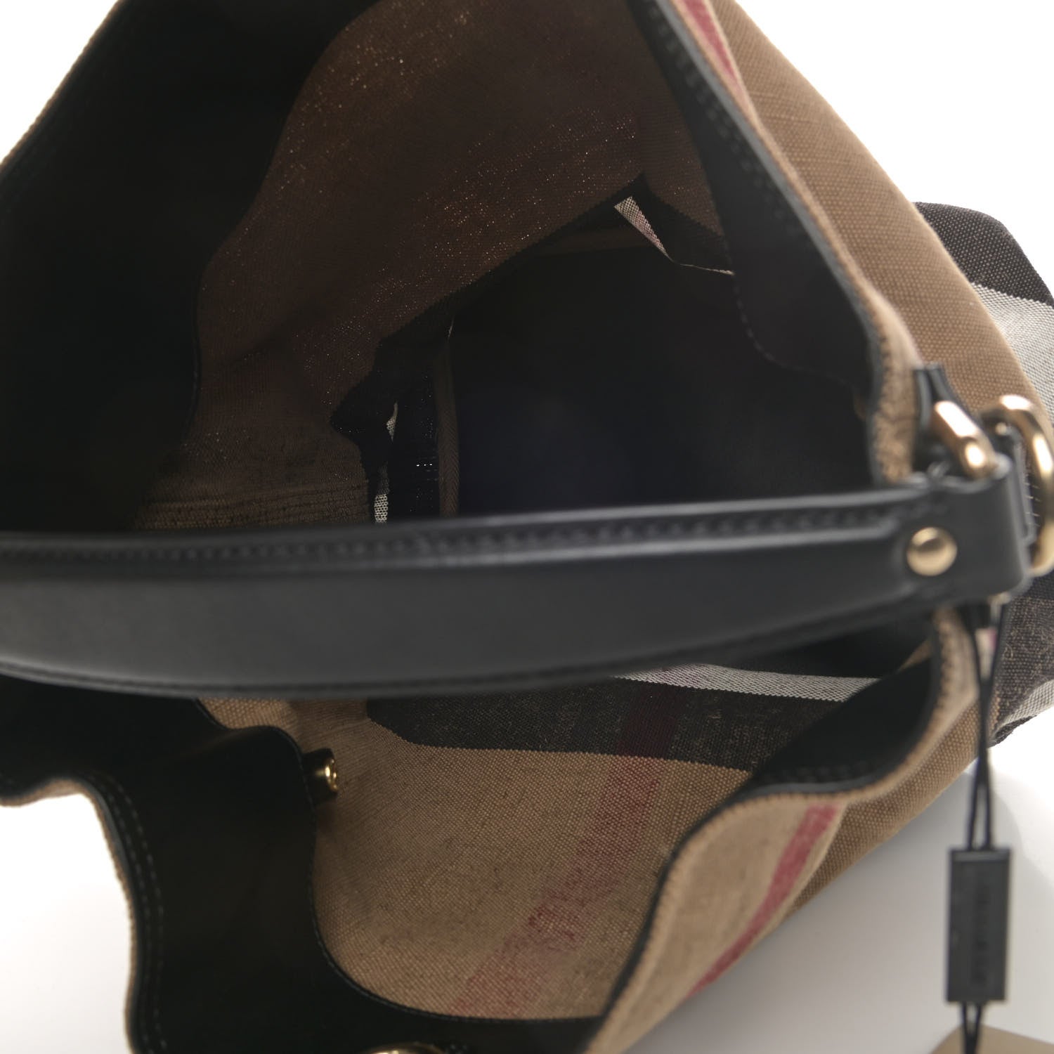 Burberry Canvas Mega Check Medium Ashby Hobo Black 4 of 4