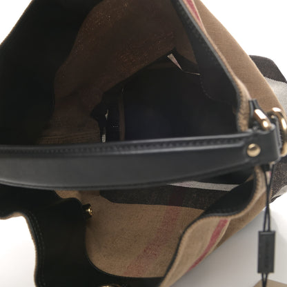 Burberry Canvas Mega Check Medium Ashby Hobo Black 4 of 4