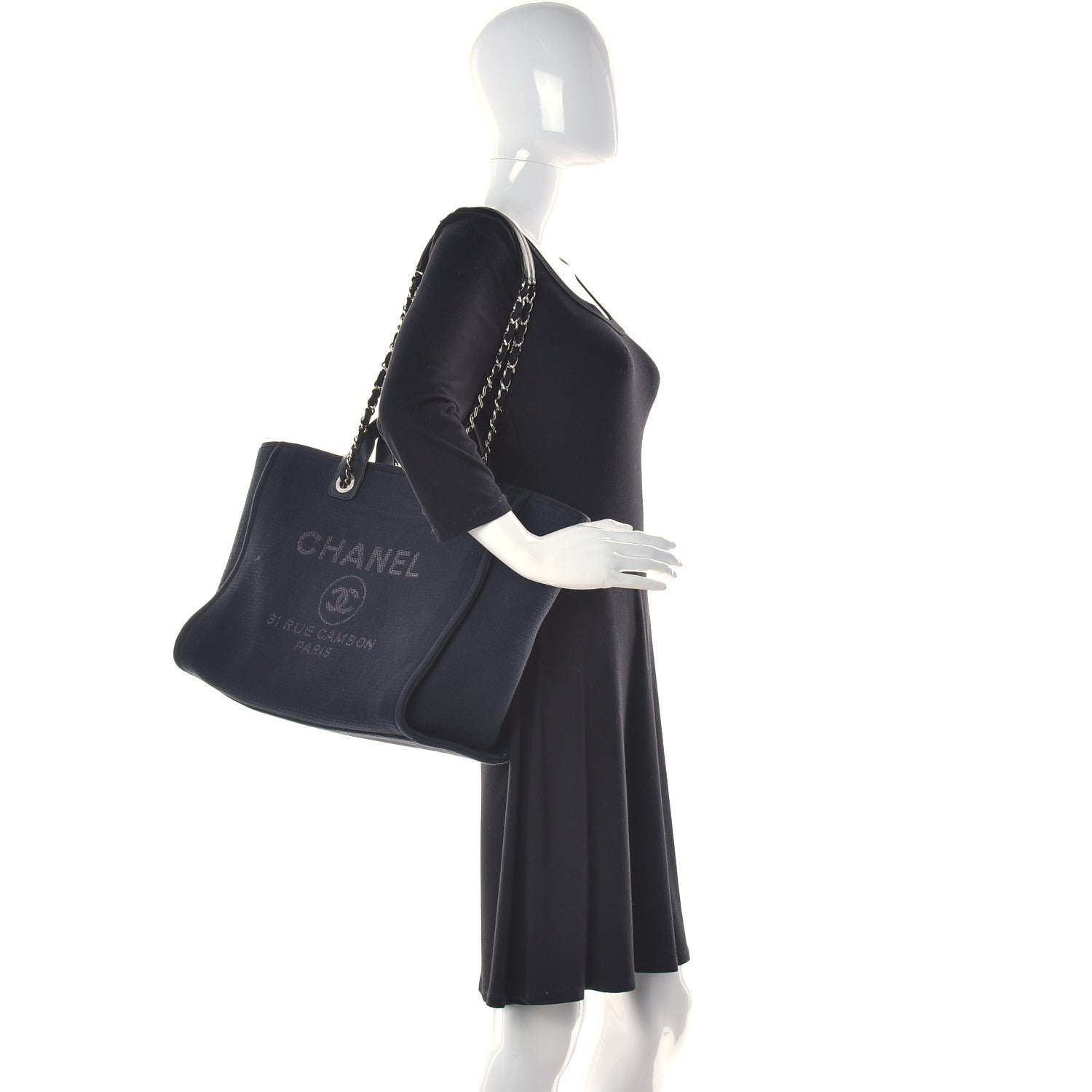 Chanel Mixed Fibers Large Deauville Tote Black 2 of 10