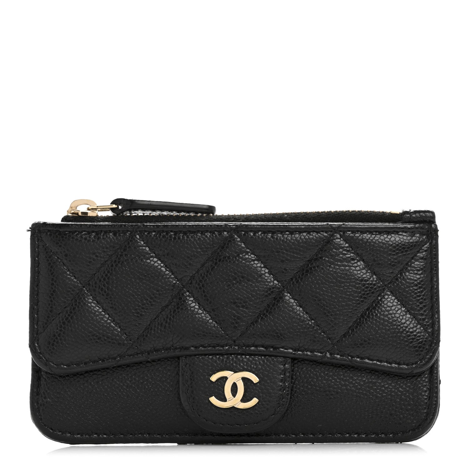 Chanel Caviar Quilted Flap Zip Card Holder Black 1 of 9