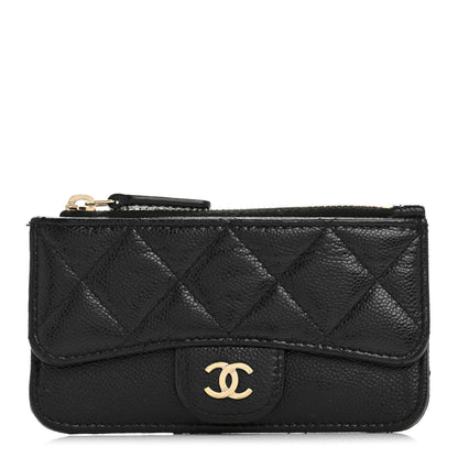 Chanel Caviar Quilted Flap Zip Card Holder Black 1 of 9