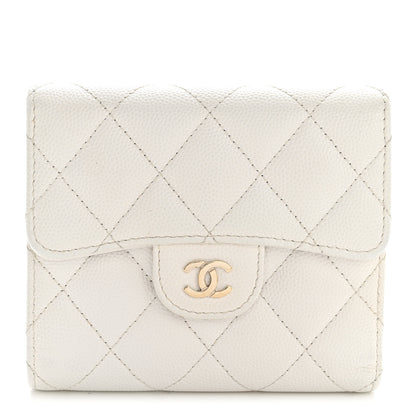 Chanel Caviar Quilted Compact Flap Wallet White 1 of 9