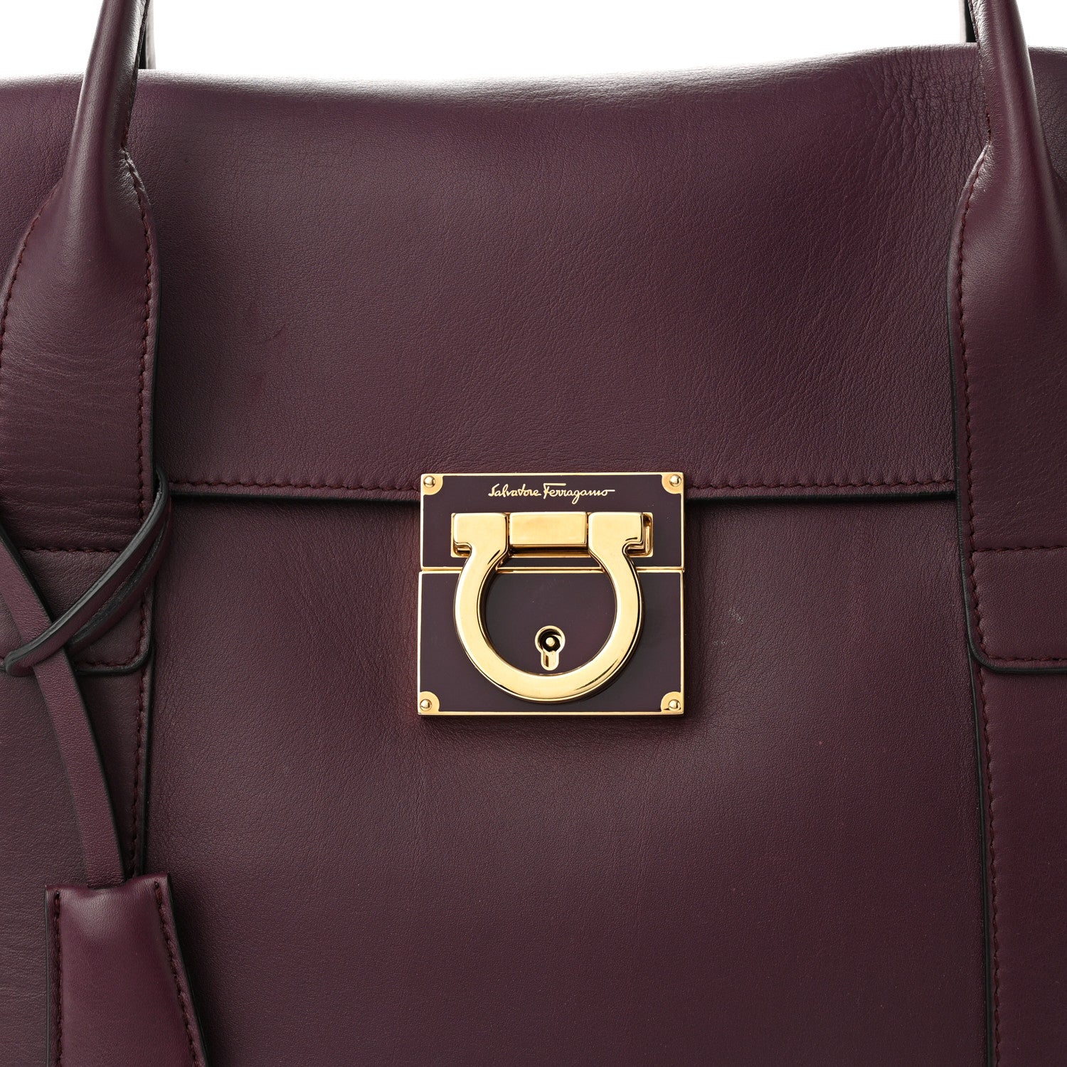 Salvatore Ferragamo Calfskin Large Sookie Satchel Purple 7 of 9