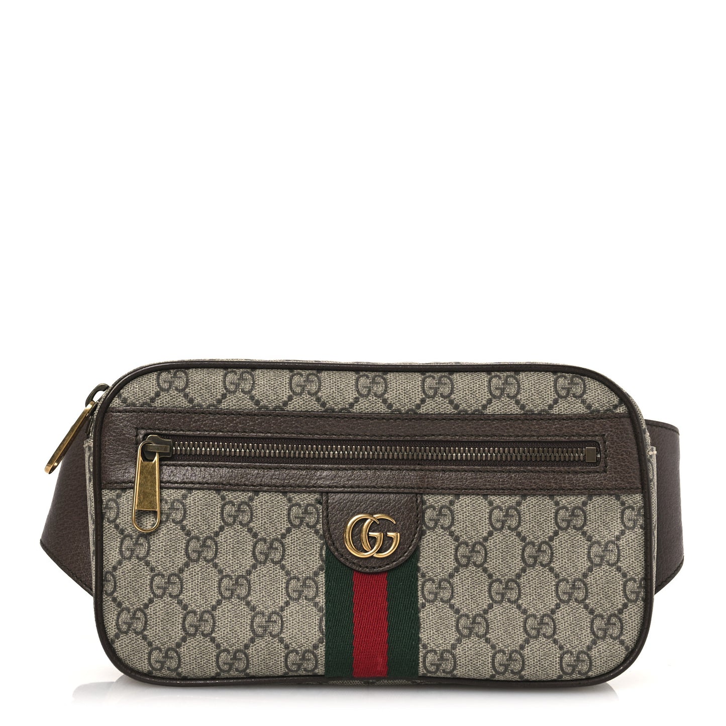 Soft GG Supreme Monogram Medium Ophidia Belt Bag Dark Brown