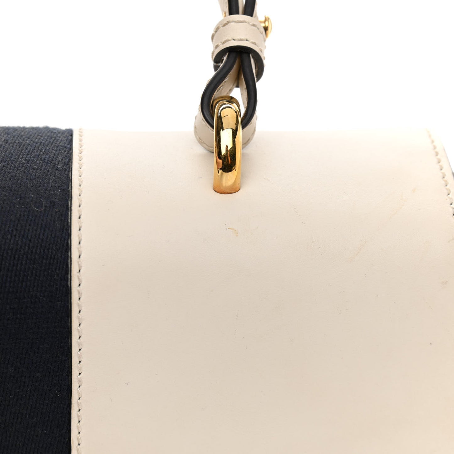 Calfskin Web Medium Sylvie Top Handle Bag White