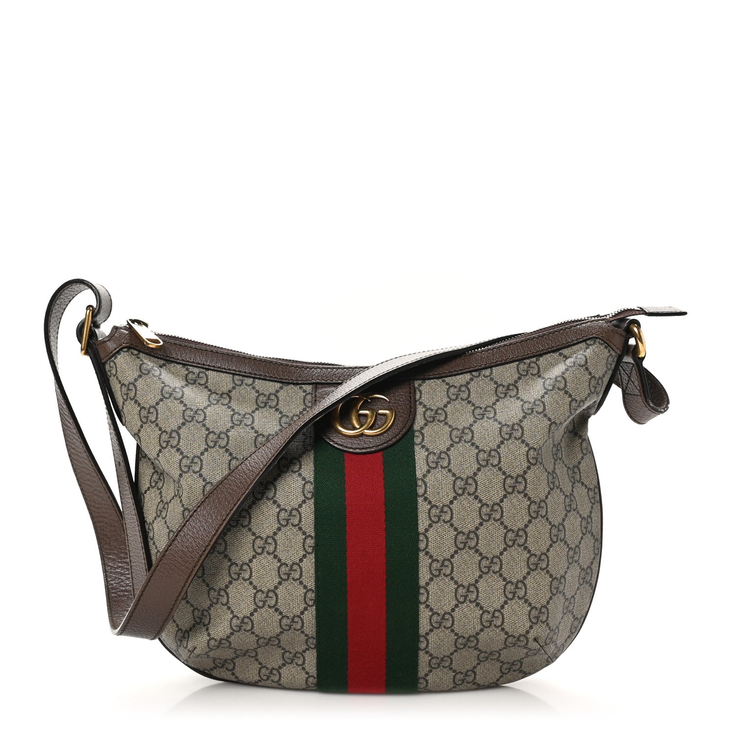 Gucci GG Supreme Monogram Web Small Ophidia Half Moon Hobo Brown 1 of 10