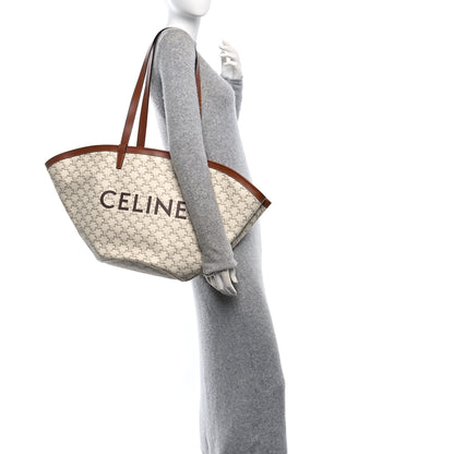 Celine Calfskin Canvas Triomphe Large Couffin White 2 of 11