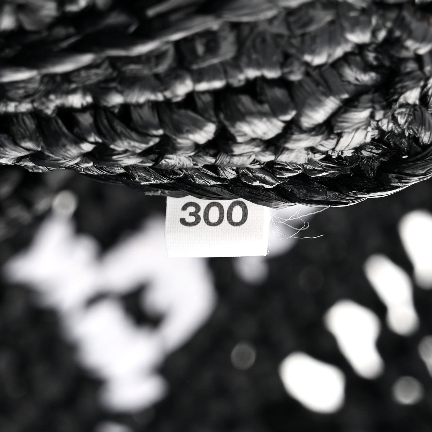 Prada Yarn Raffia Effect Crochet Logo Embroidered Shopping Tote Bag Black 7 of 10