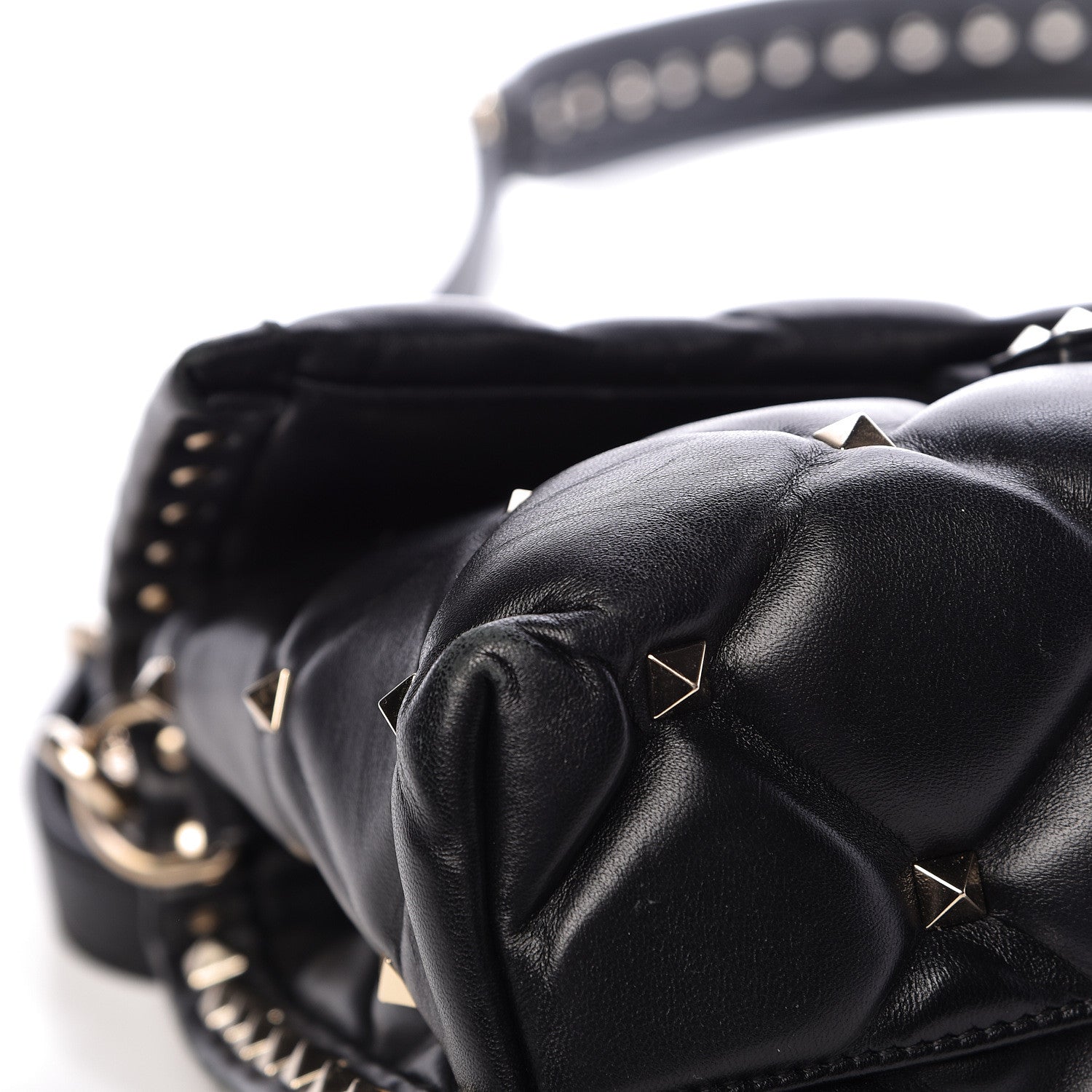 Valentino Garavani Lambskin VLTN Print Candystud Top Handle Bag Black 8 of 14