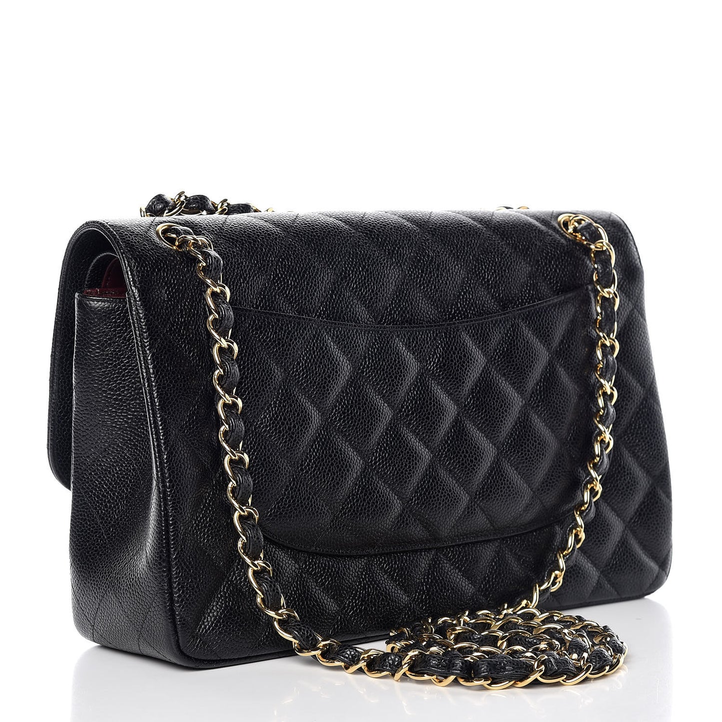 Caviar Quilted Jumbo Double Flap Black