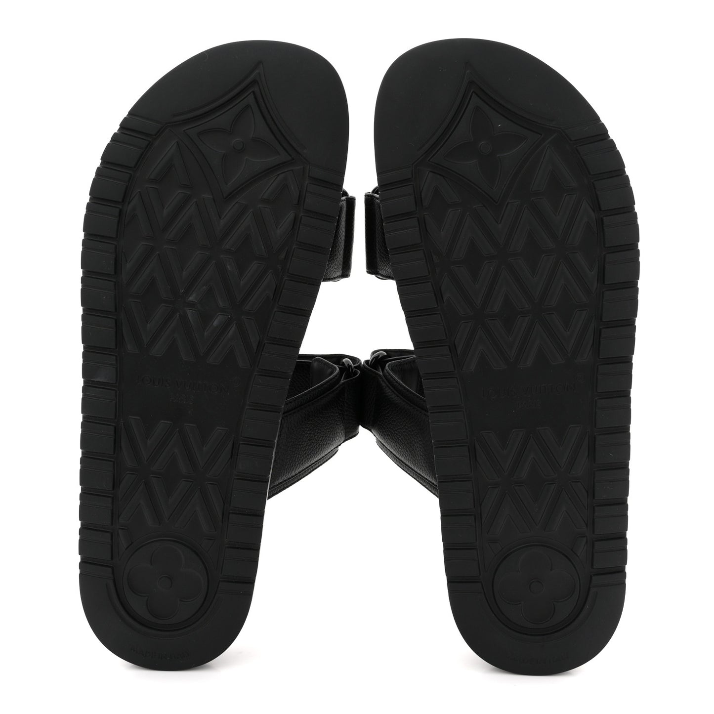 Grained Calfskin Sunset Comfort Flat Sandals 41 Black