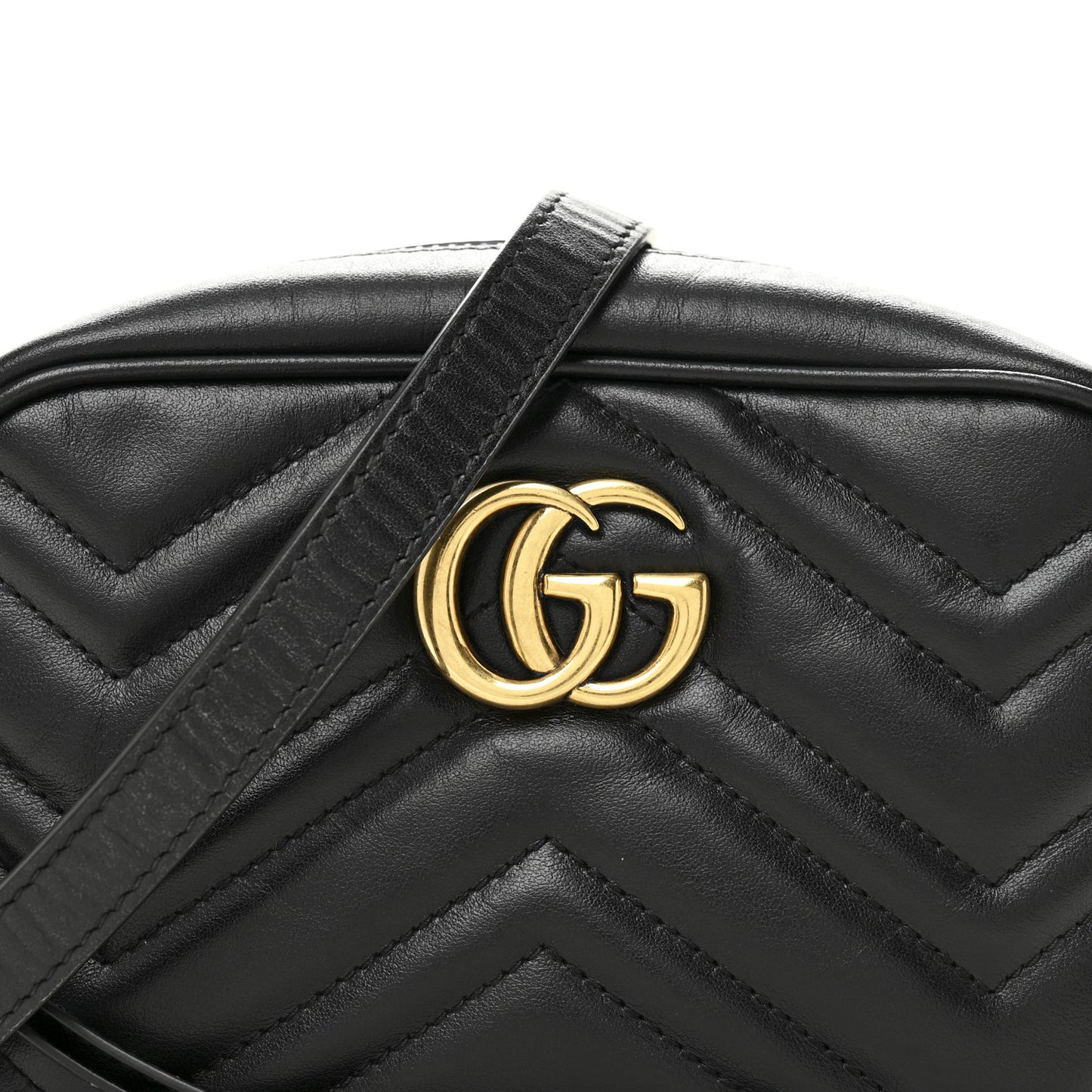 Calfskin Matelasse Mini GG Marmont Chain Shoulder Bag Black