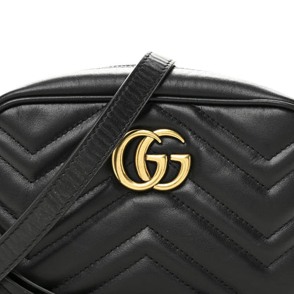 Gucci Calfskin Matelasse Mini GG Marmont Chain Shoulder Bag Black 8 of 10