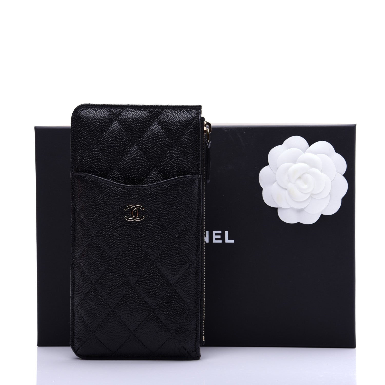 Chanel Caviar Quilted Classic Flat Wallet Pouch Black 11 of 11