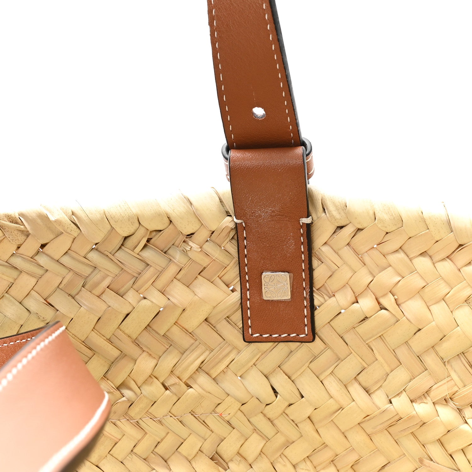 Loewe Raffia Basket Tote Bag Natural Tan Orange 9 of 11