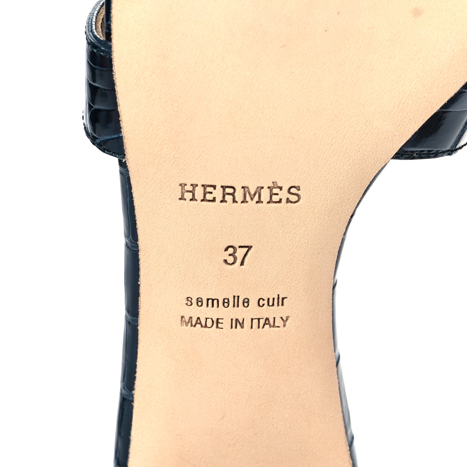 Hermes Shiny Alligator Oasis Sandals 37 6 of 9