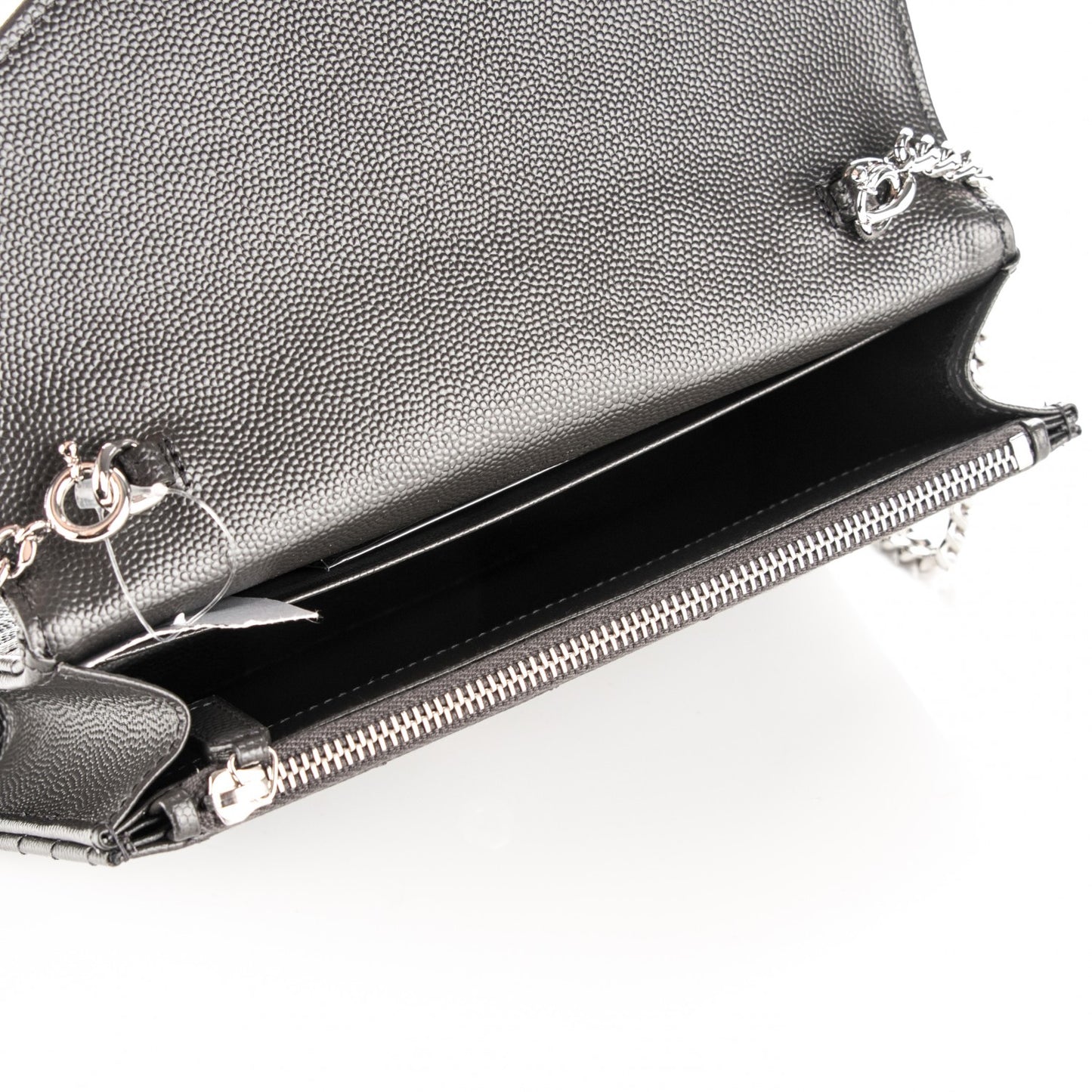 Grain De Poudre Matelasse Chevron Monogram Envelope Chain Wallet Coal