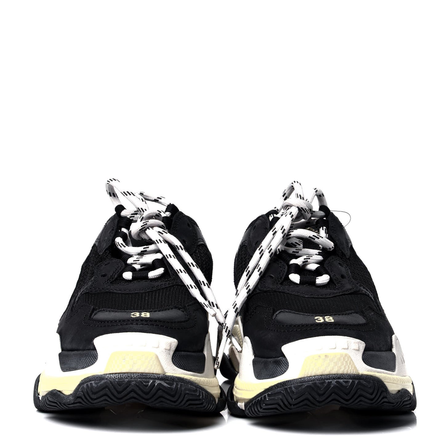 Fabric Mesh Womens Triple S Sneakers 38 Black Yellow
