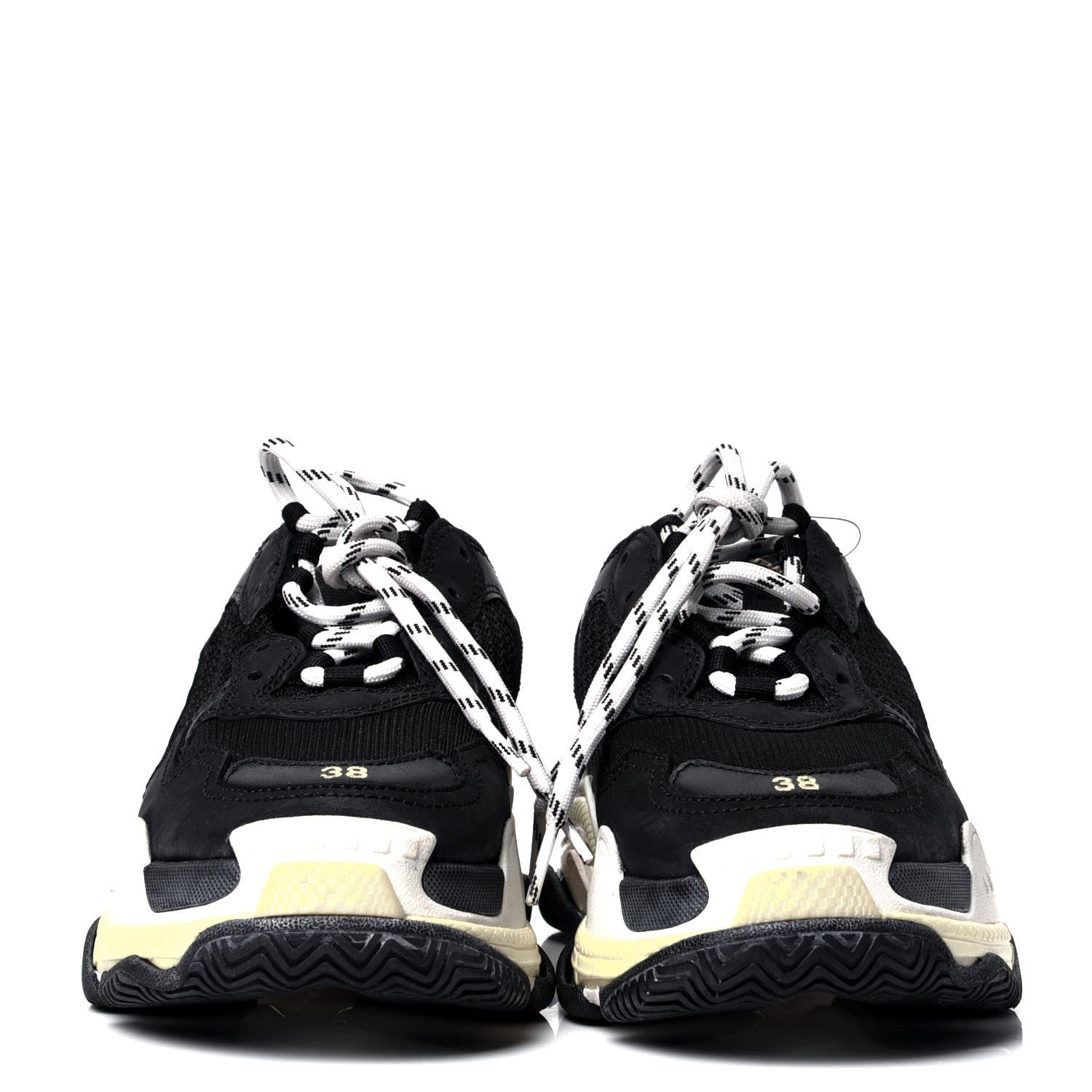 Balenciaga Fabric Mesh Womens Triple S Sneakers 38 Black Yellow 4 of 5