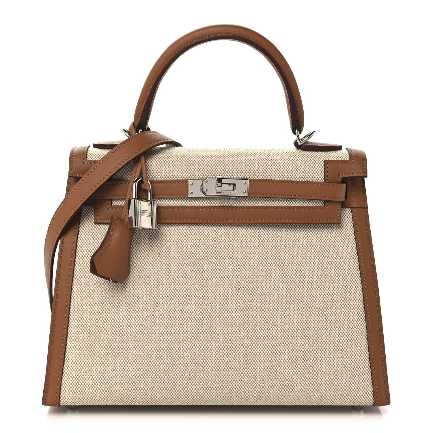 Hermes Toile H Swift Kelly Sellier 25 Ecru Gold 1 of 13