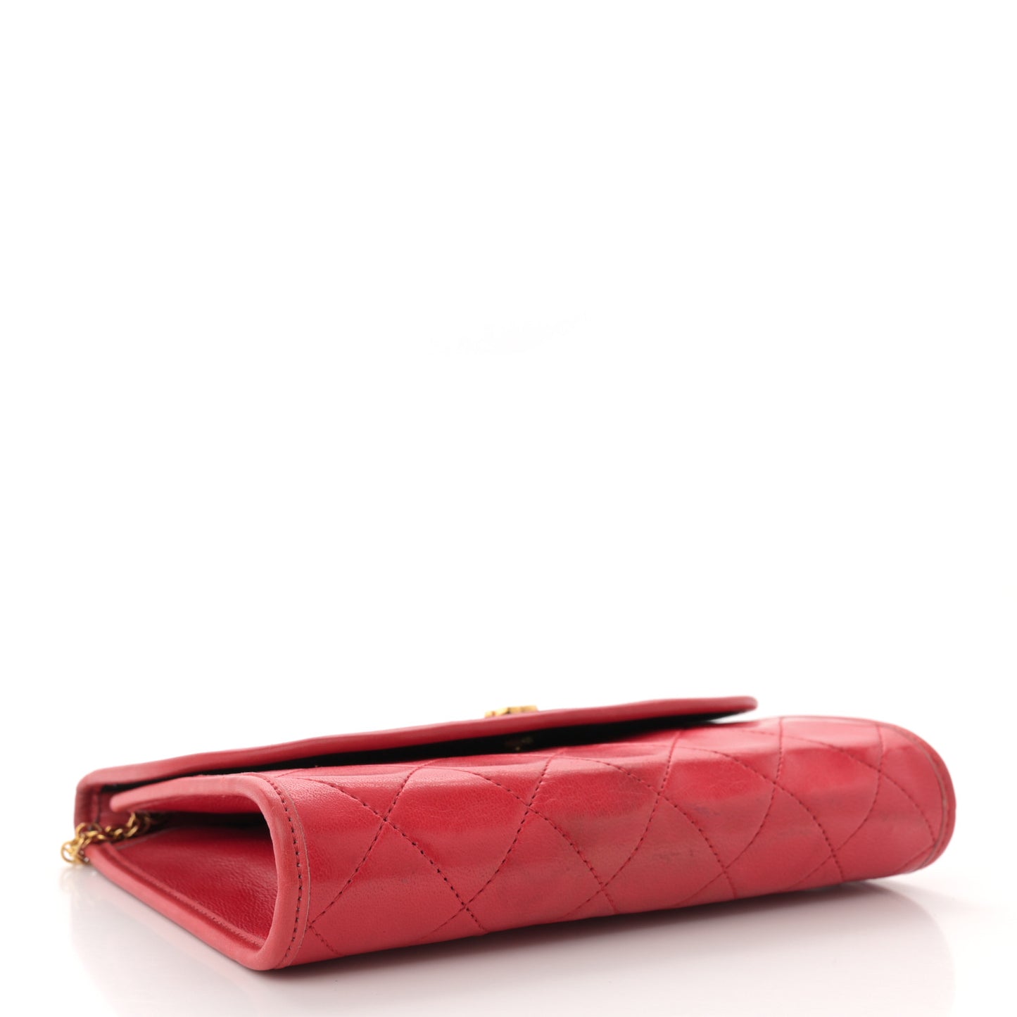 Lambskin Quilted Small Single Flap Red