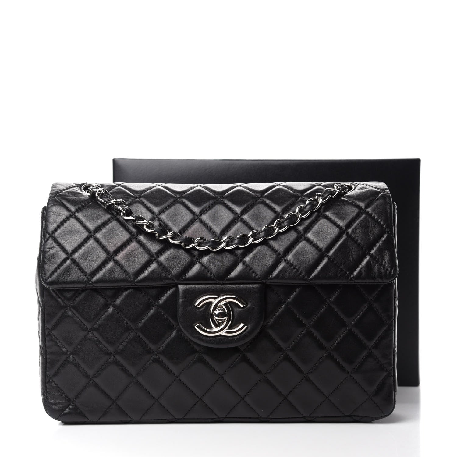 Chanel Lambskin Quilted Maxi Single Flap Black 11 of 11