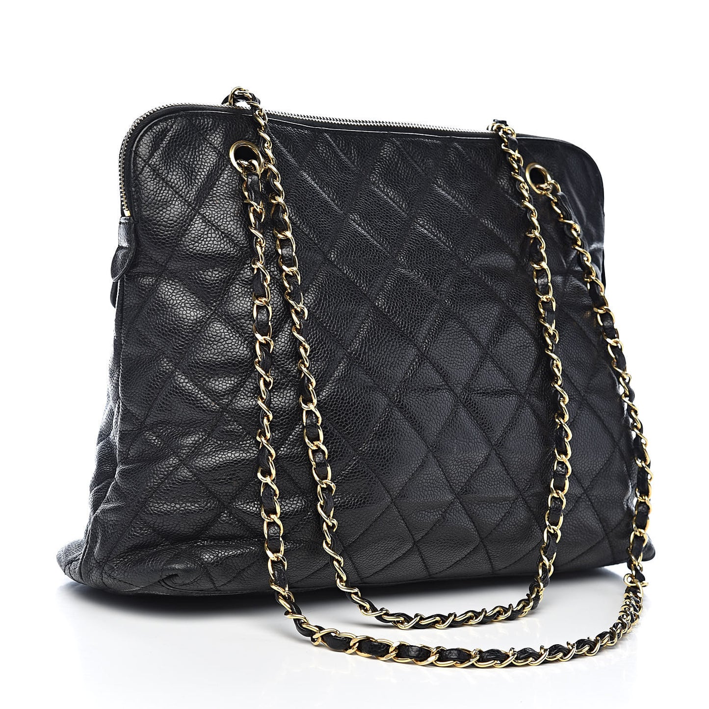 Caviar Quilted Flap Shoulder Bag Black